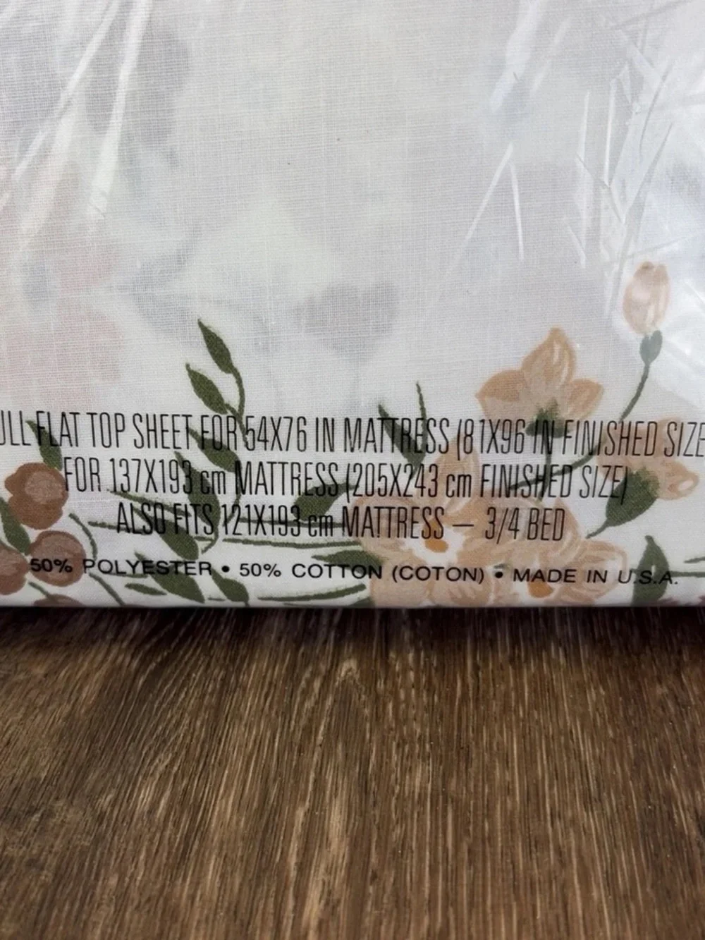 NOS Cannon Monticello Floral Sheet Set FULL Flat & Fitted Whispering Flowers Vtg